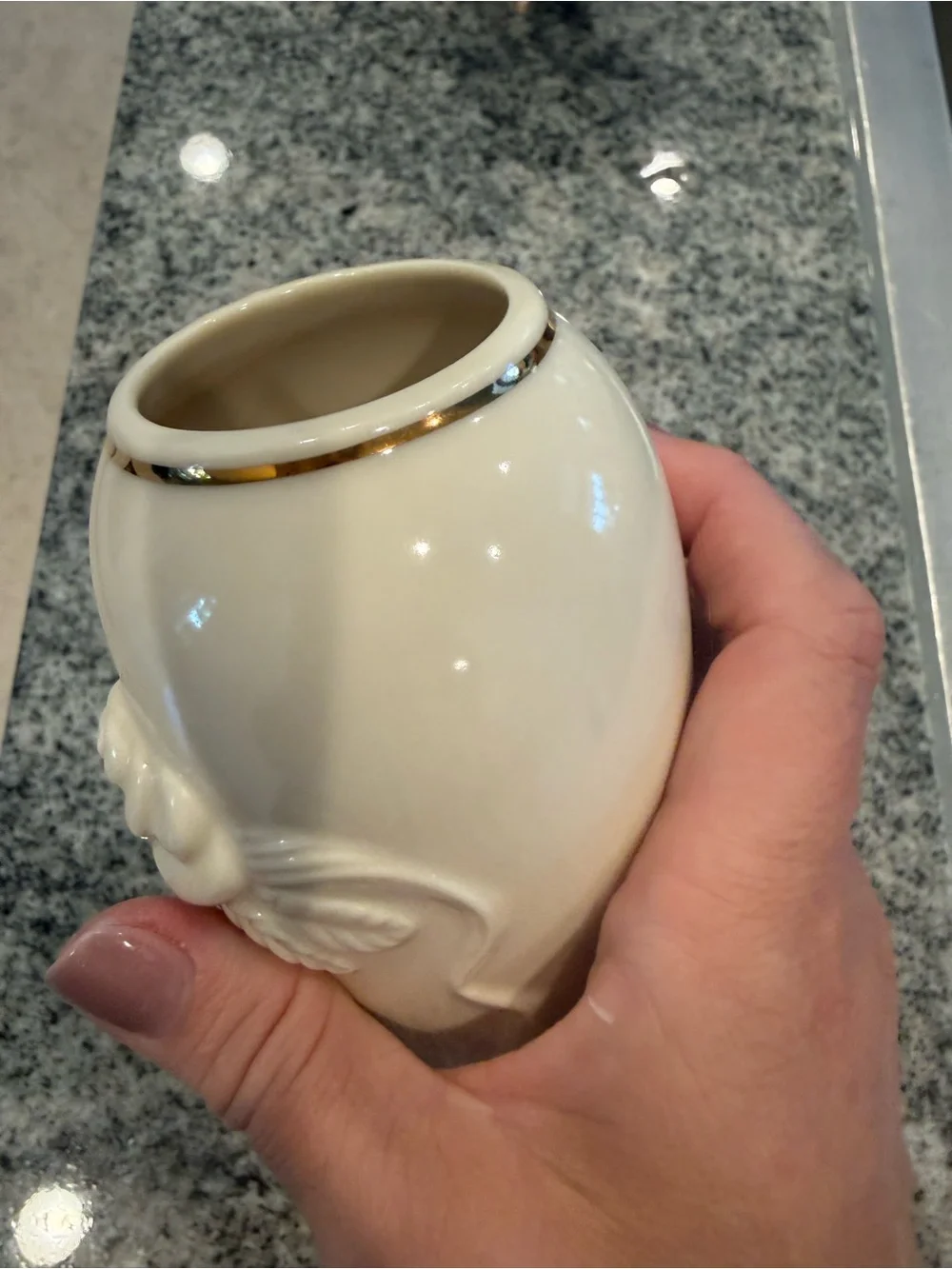 Cream Floral Relief Ceramic Vase with Gold Trim Lenox